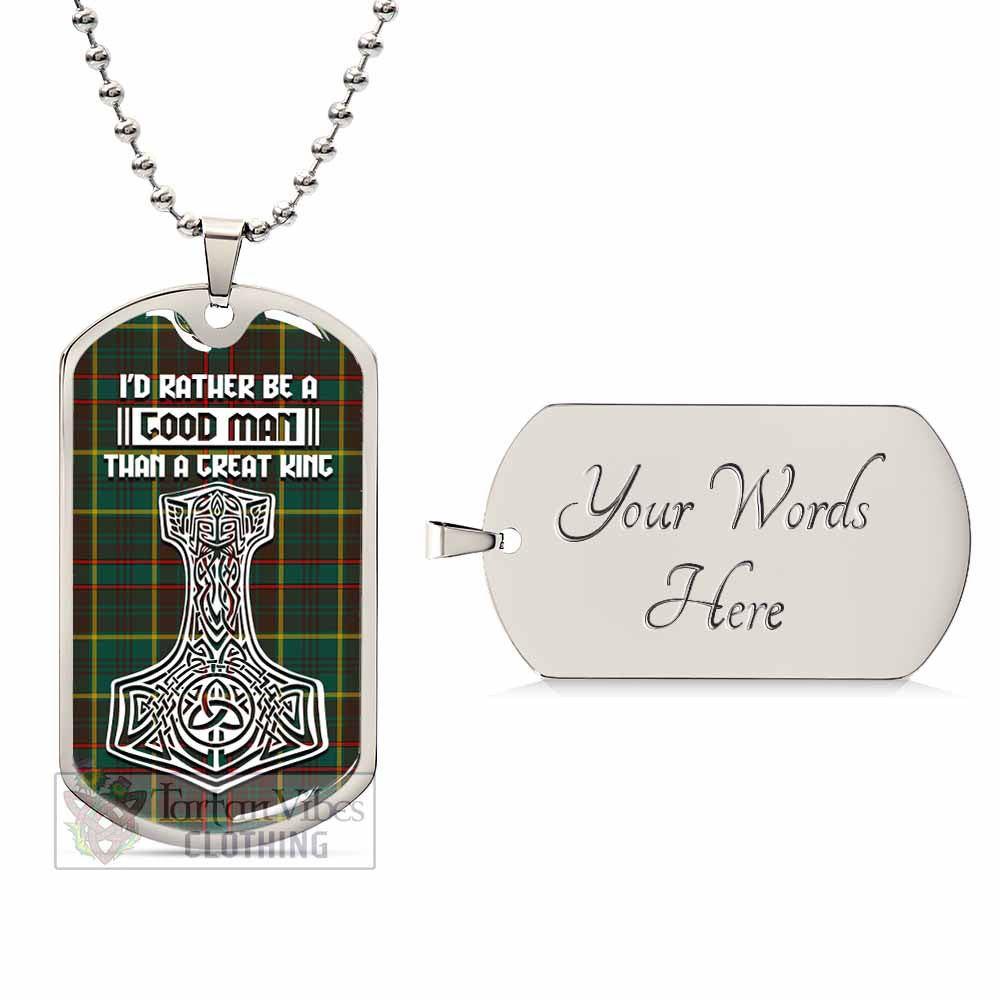 Tartan Vibes Clothing Ontario Province Canada Tartan Dog Tag Necklace Viking Mjolnir Style