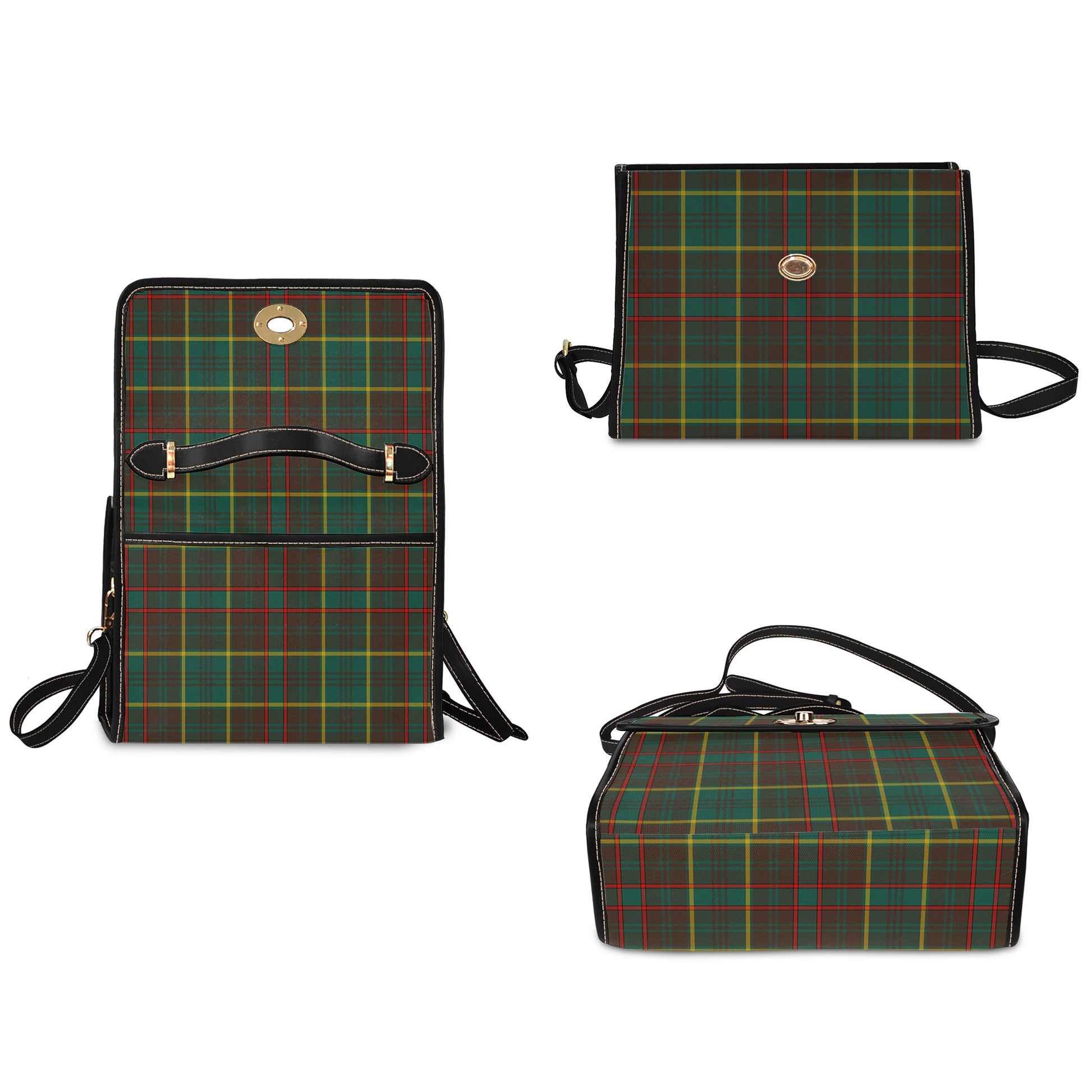 ontario-province-canada-tartan-leather-strap-waterproof-canvas-bag