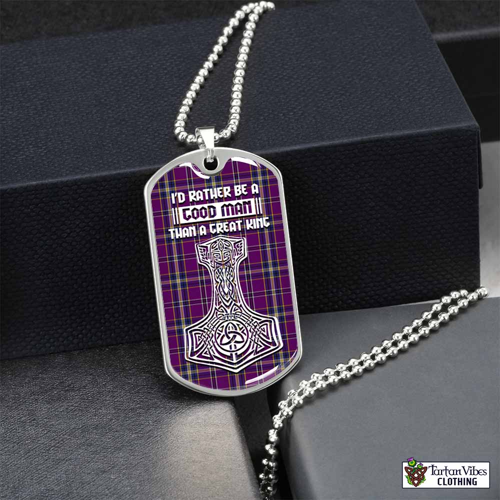 O'Riagain Tartan Dog Tag Necklace Viking Mjolnir Style Silver No - Tartan Vibes Clothing