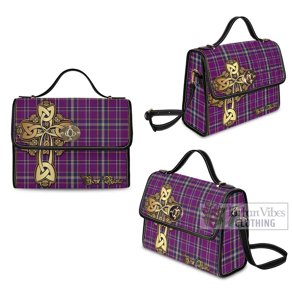 O'Riagain Tartan Waterproof Canvas Bag Golden Thistle Celtic Cross Style - Tartan Vibes Clothing