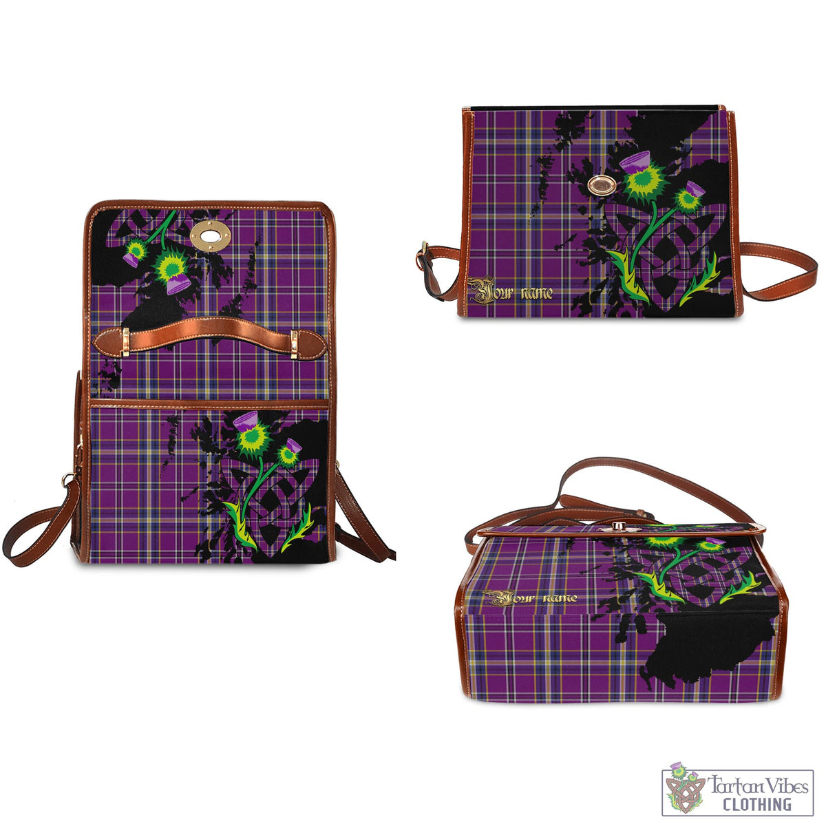 O'Riagain Tartan Waterproof Canvas Bag with Scotland Map and Thistle Celtic Accents - Tartan Vibes Clothing
