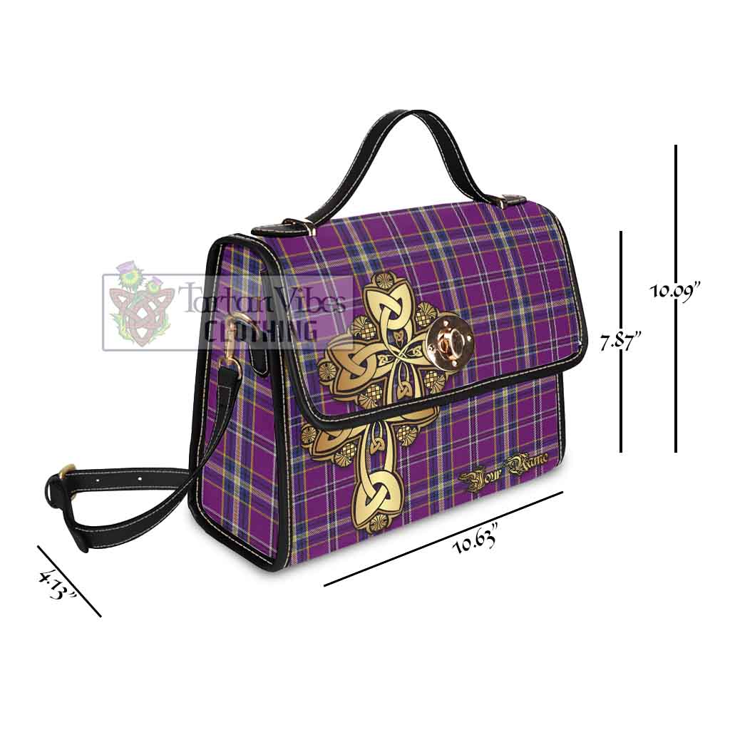 O'Riagain Tartan Waterproof Canvas Bag Golden Thistle Celtic Cross Style - Tartan Vibes Clothing