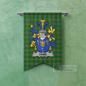 Orme Irish Clan Tartan Gonfalon, Tartan Banner with Coat of Arms Fishtail - Tartan Vibes Clothing