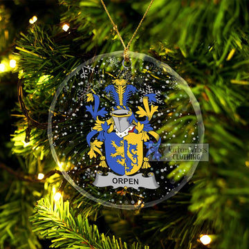 Orpen Irish Clan Christmas Glass Ornament with Coat of Arms Transparent Glass Circle - 2D-tartanvibesclothing