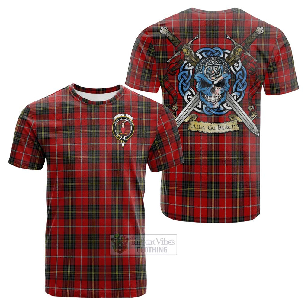 Tartan Vibes Clothing Orr Tartan Cotton T-shirt with Family Crest Celtic Skull Style