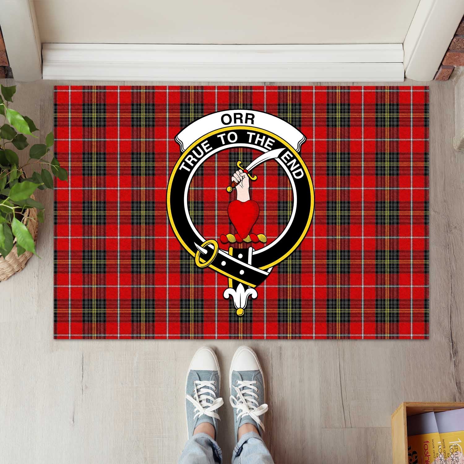 Orr Tartan Door Mat with Family Crest - Tartanvibesclothing