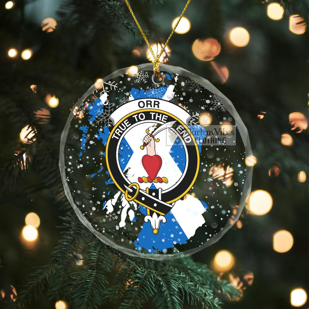 Tartan Vibes Clothing Orr Clan Crest Christmas Glass Ornament with Scotland Map