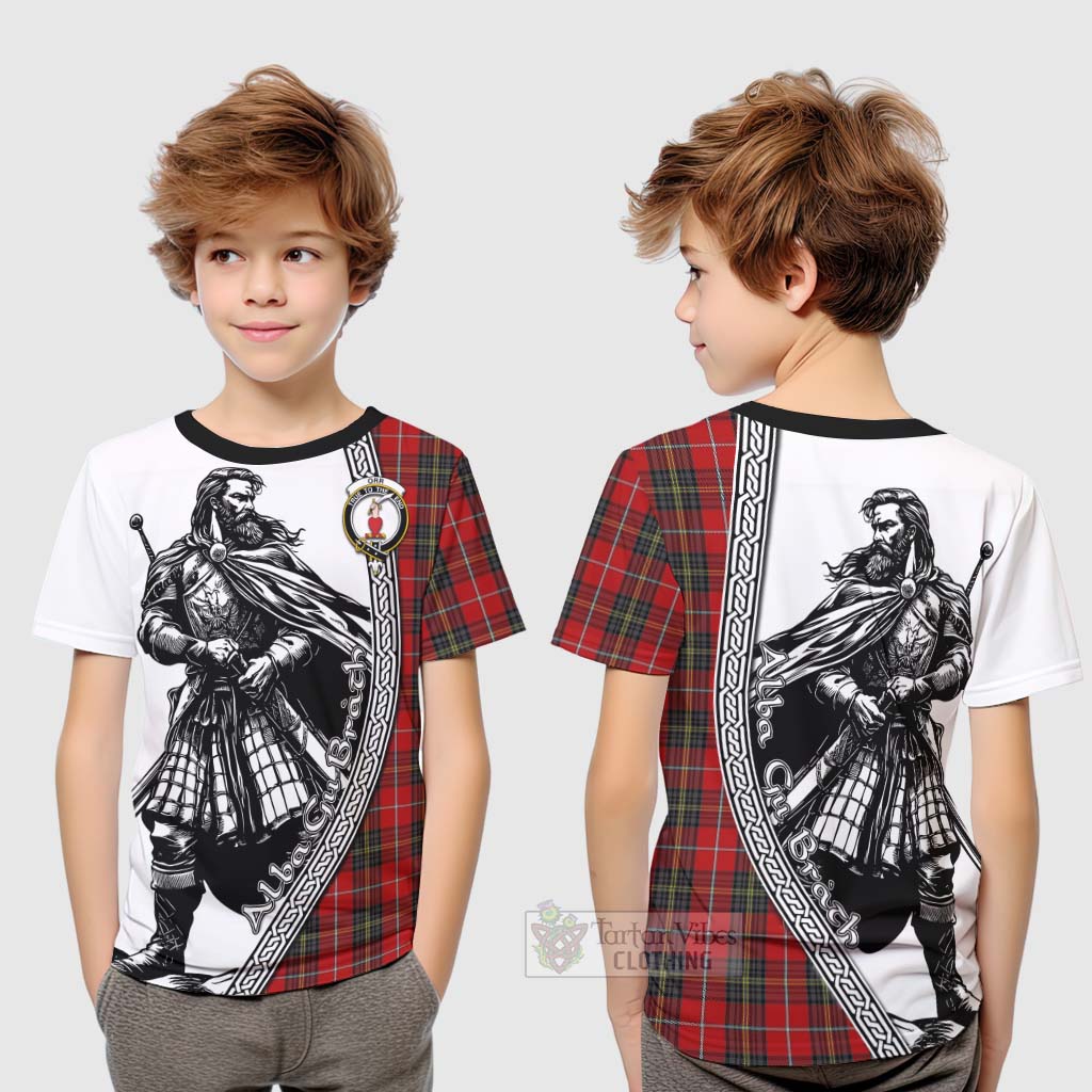 Tartan Vibes Clothing Orr Tartan Clan Crest Kid T-Shirt with Highlander Warrior Celtic Style