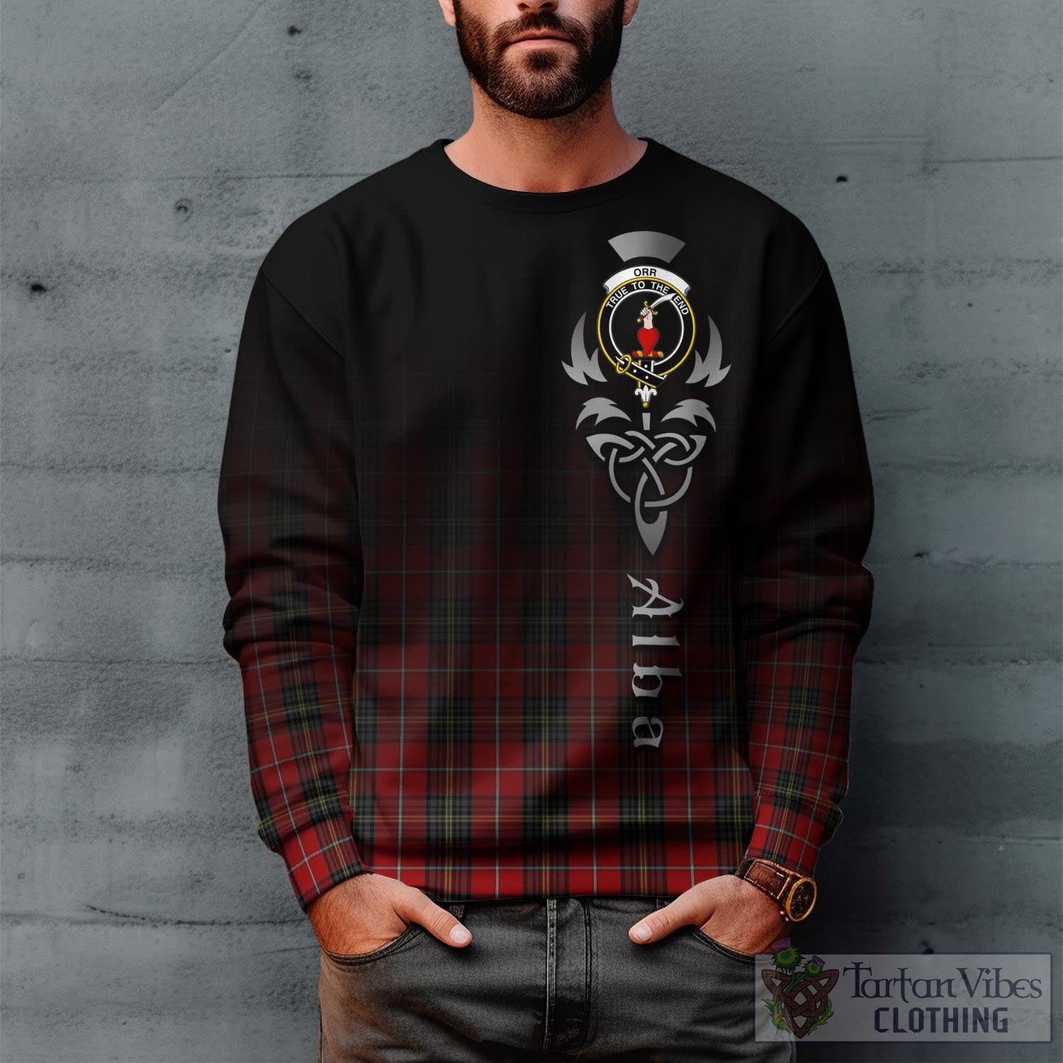 Tartan Vibes Clothing Orr Tartan Sweatshirt Featuring Alba Gu Brath Family Crest Celtic Inspired