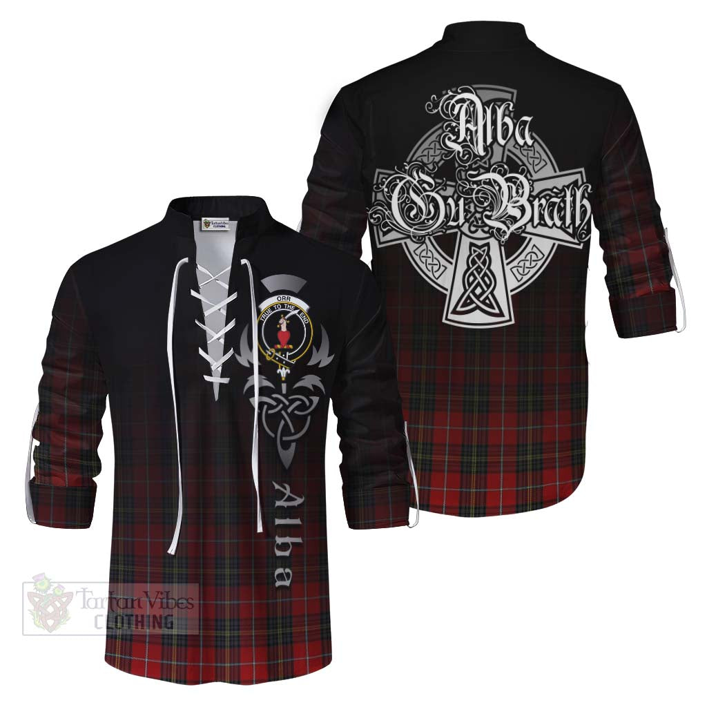 Tartan Vibes Clothing Orr Tartan Ghillie Kilt Shirt Featuring Alba Gu Brath Family Crest Celtic Inspired