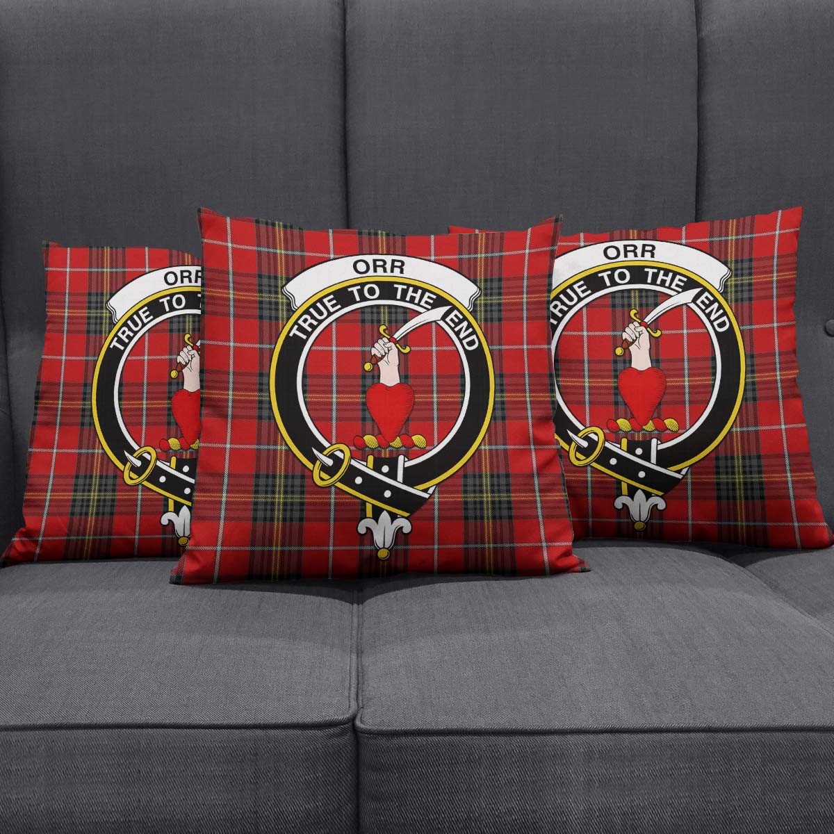 Orr Tartan Pillow Cover with Family Crest Square Pillow Cover - Tartanvibesclothing