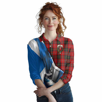 Orr Tartan Women's Casual Shirt with Family Crest Scotland Patriotic Style Female - Tartan Vibes Clothing