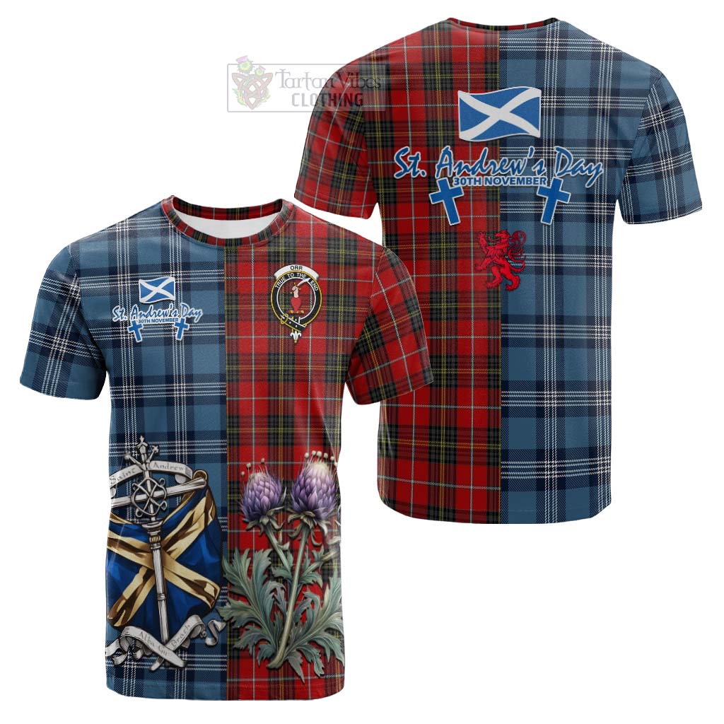 Tartan Vibes Clothing Orr Tartan Cotton T-shirt Happy St. Andrew's Day Half Tartan Style