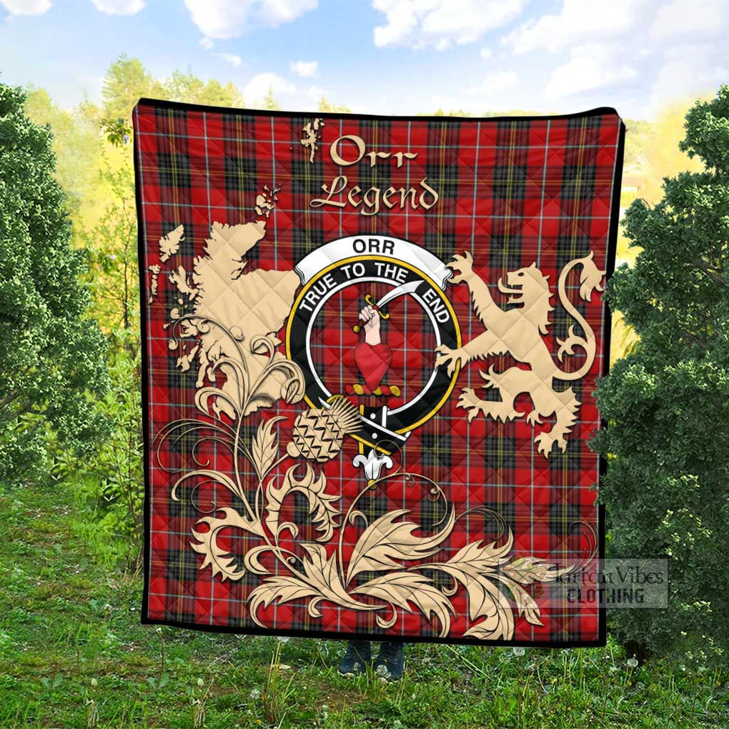 Tartan Vibes Clothing Orr Tartan Quilt with Family Crest and Scottish Symbol Style