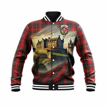 Orr Tartan Family Crest Baseball Jacket with Scottish Ancient Castle Style Unisex - Tartan Vibes Clothing