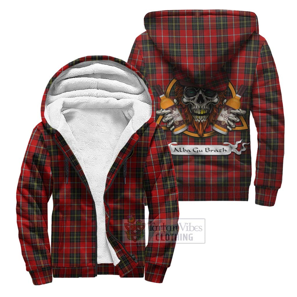 Tartan Vibes Clothing Orr Tartan Sherpa Hoodie with Family Crest and Bearded Skull Holding Bottles of Whiskey