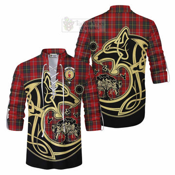 Orr Tartan Ghillie Kilt Shirt with Family Crest Celtic Wolf Style