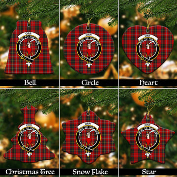 Orr Tartan Christmas Ceramic Ornaments with Family Crest