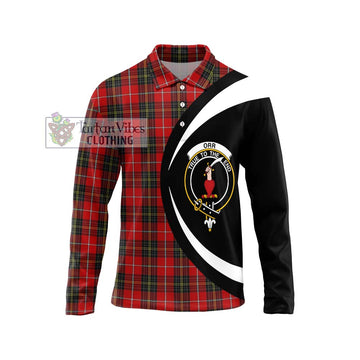 Orr Tartan Long Sleeve Polo Shirt with Family Crest Circle Style