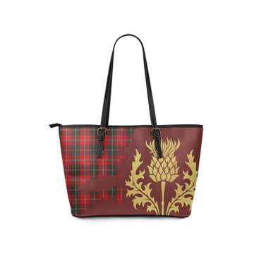 Orr Tartan Leather Tote Bag Gold Thistle Style - Tartan Vibes Clothing