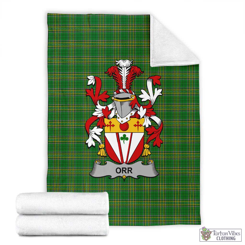 Tartan Vibes Clothing Orr Irish Clan Tartan Blanket with Coat of Arms