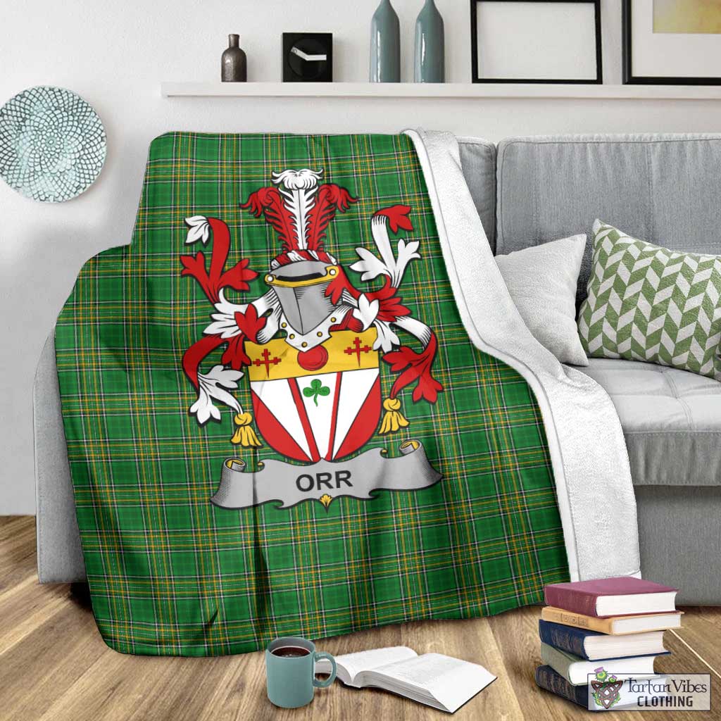 Tartan Vibes Clothing Orr Irish Clan Tartan Blanket with Coat of Arms