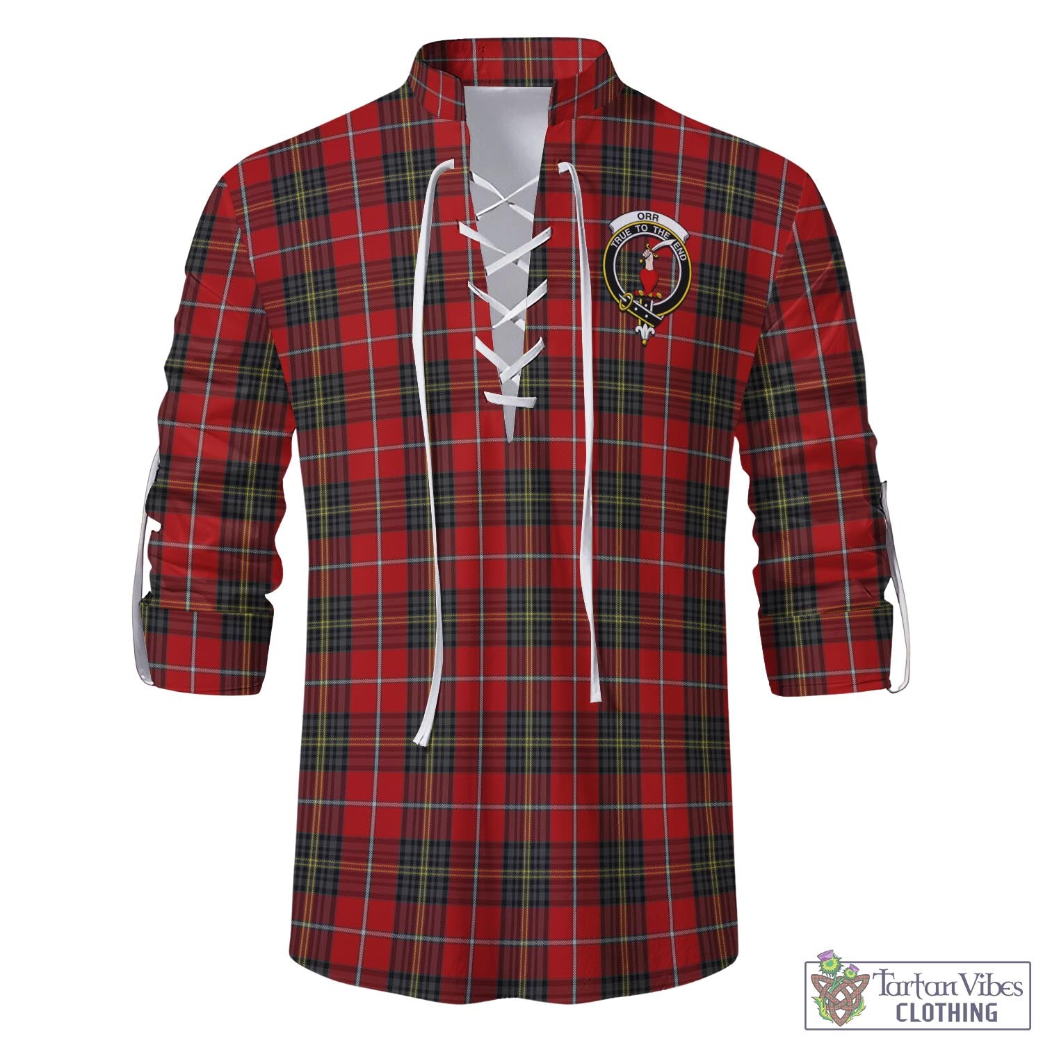 Tartan Vibes Clothing Orr Tartan Men's Scottish Traditional Jacobite Ghillie Kilt Shirt with Family Crest