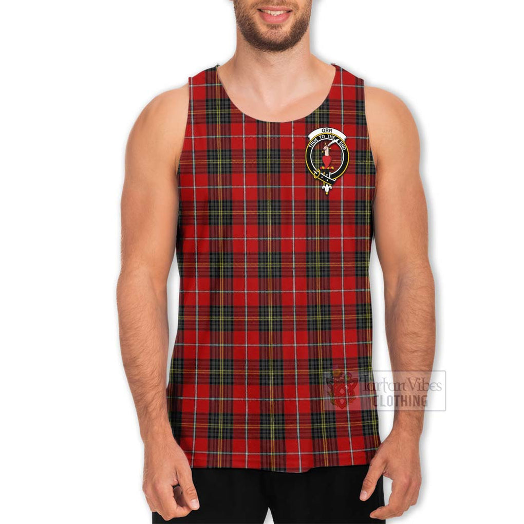 Tartan Vibes Clothing Orr Tartan Men's Tank Top with Family Crest and Bearded Skull Holding Bottles of Whiskey