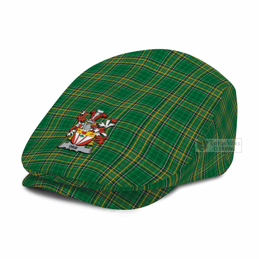 Orr Irish Clan Tartan Jeff Cap, Tartan Flat Cap with Coat of Arm - Tartan Vibes Clothing