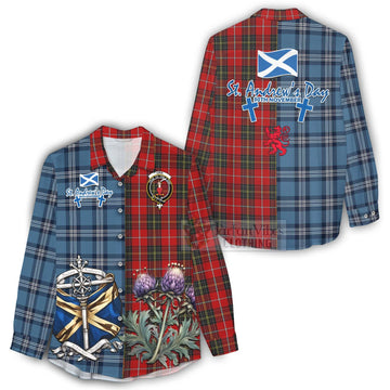 Orr Tartan Women's Casual Shirt Happy St. Andrew's Day Half Tartan Style