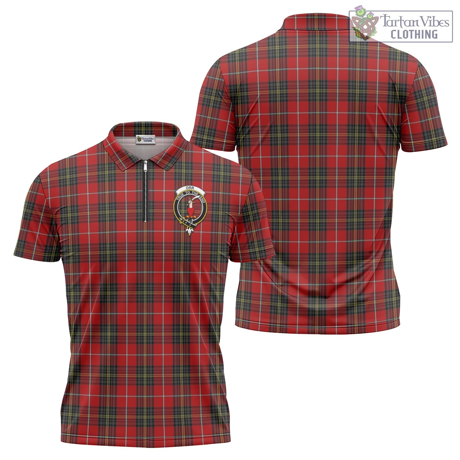 Tartan Vibes Clothing Orr Tartan Zipper Polo Shirt with Family Crest