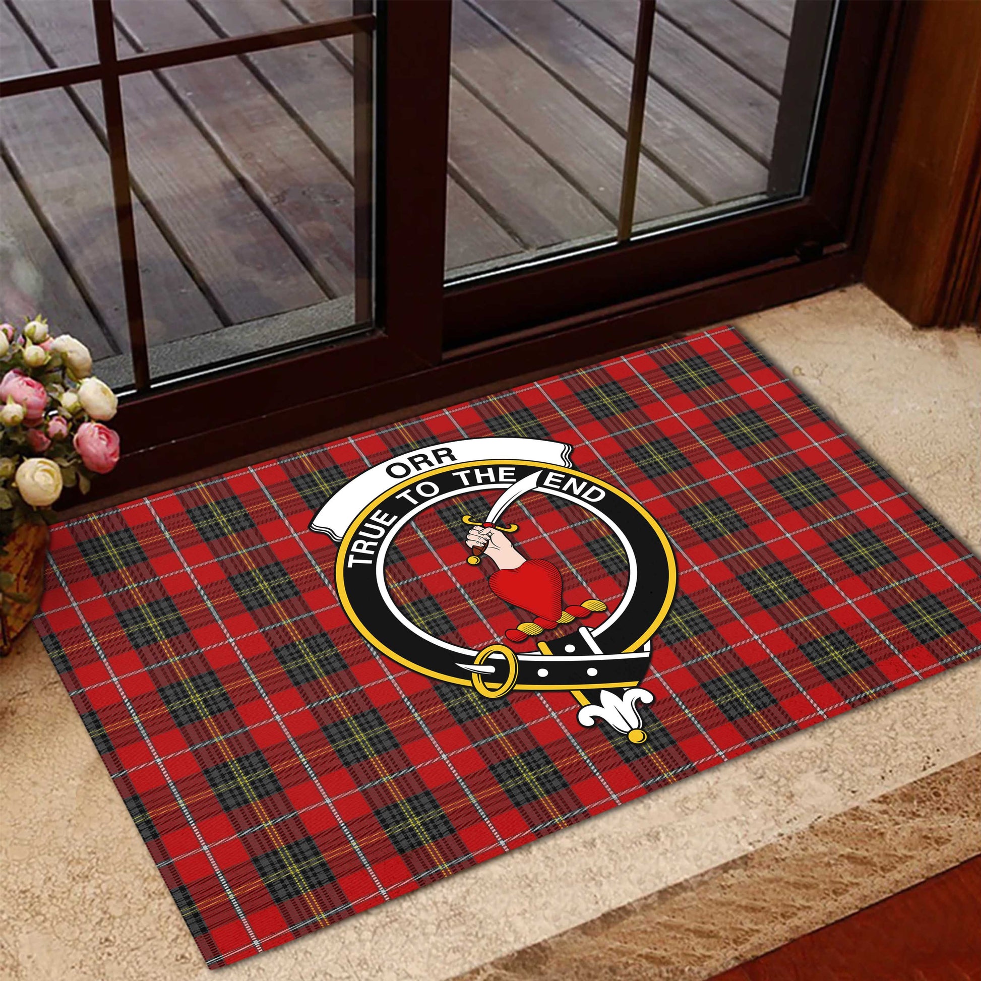 Orr Tartan Door Mat with Family Crest - Tartanvibesclothing