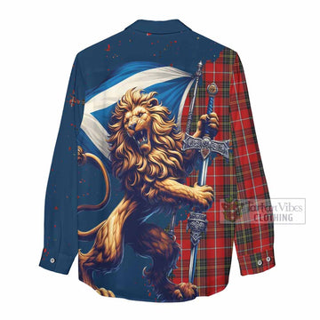 Orr Tartan Family Crest Women's Casual Shirt with Scottish Majestic Lion - Tartan Vibes Clothing