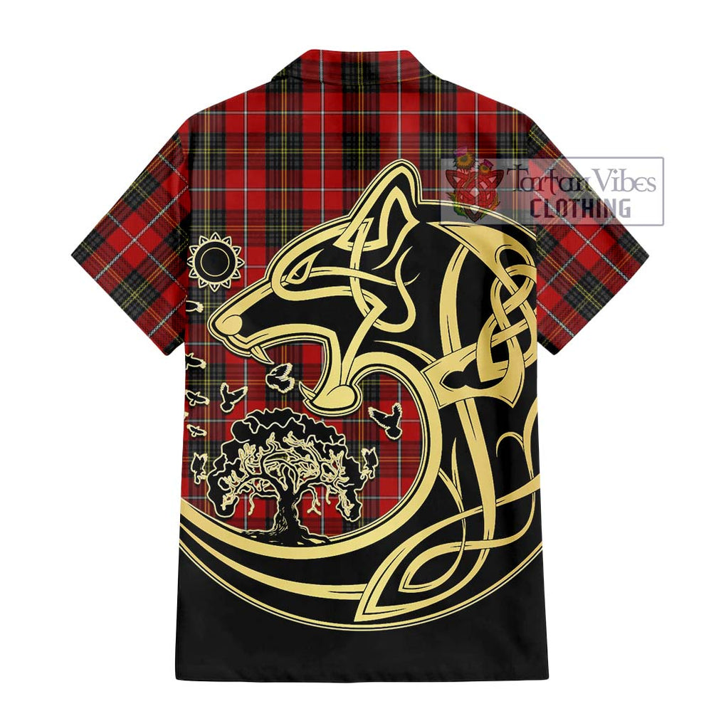 Orr Tartan Short Sleeve Button Shirt with Family Crest Celtic Wolf Style - Tartan Vibes Clothing