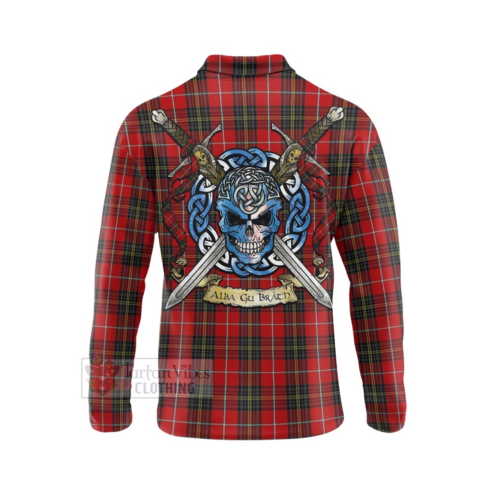 Tartan Vibes Clothing Orr Tartan Long Sleeve Polo Shirt with Family Crest Celtic Skull Style