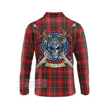 Orr Tartan Long Sleeve Polo Shirt with Family Crest Celtic Skull Style