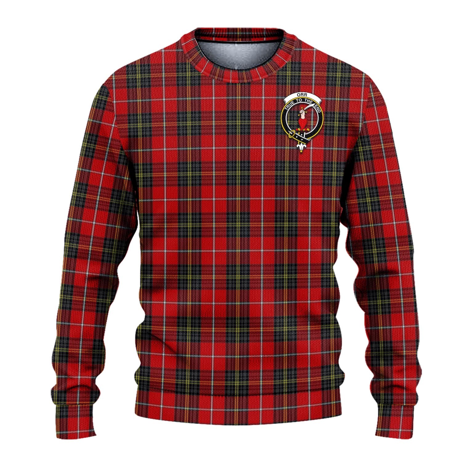 Orr Tartan Knitted Sweater with Family Crest - Tartanvibesclothing