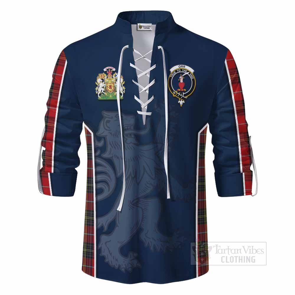 Tartan Vibes Clothing Orr Tartan Ghillie Kilt Shirt with Family Crest and Lion Rampant Vibes Sport Style