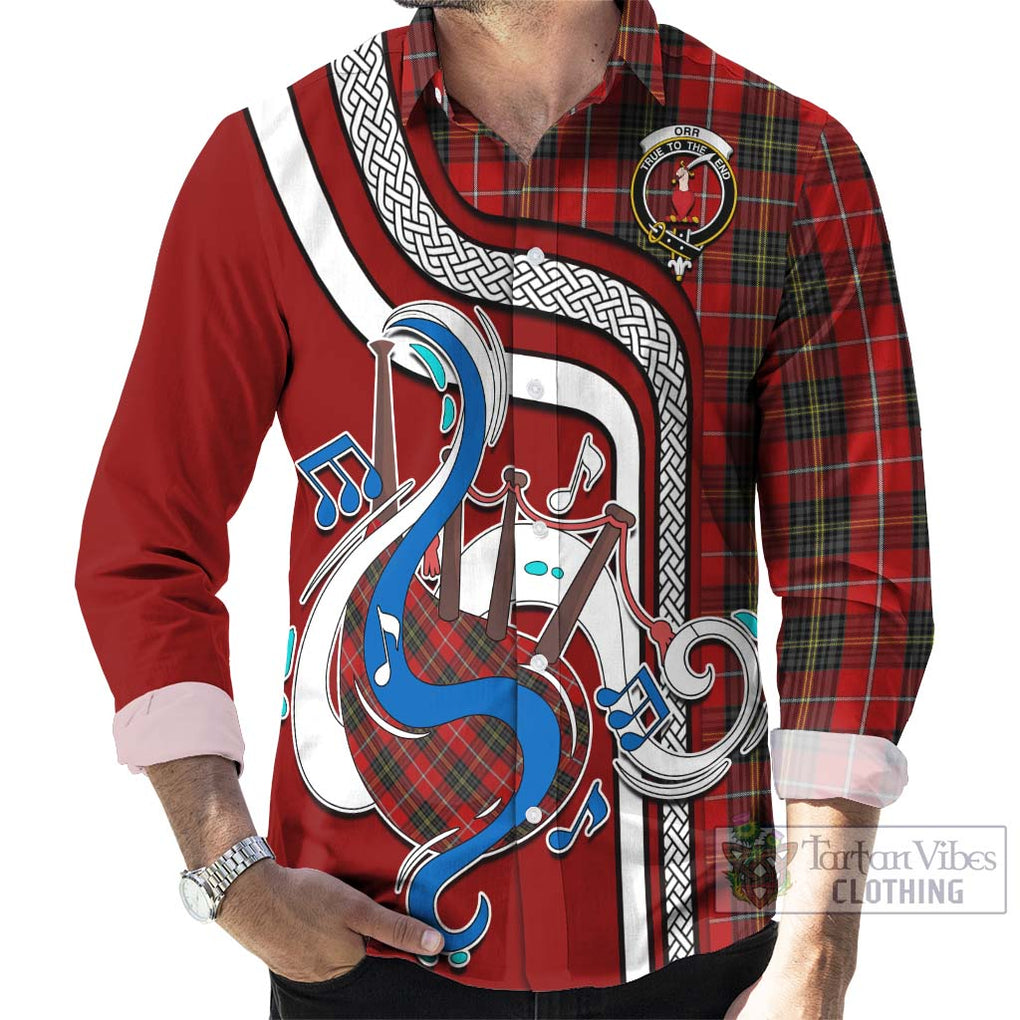 Orr Tartan Long Sleeve Button Shirt with Epic Bagpipe Style - Tartanvibesclothing Shop