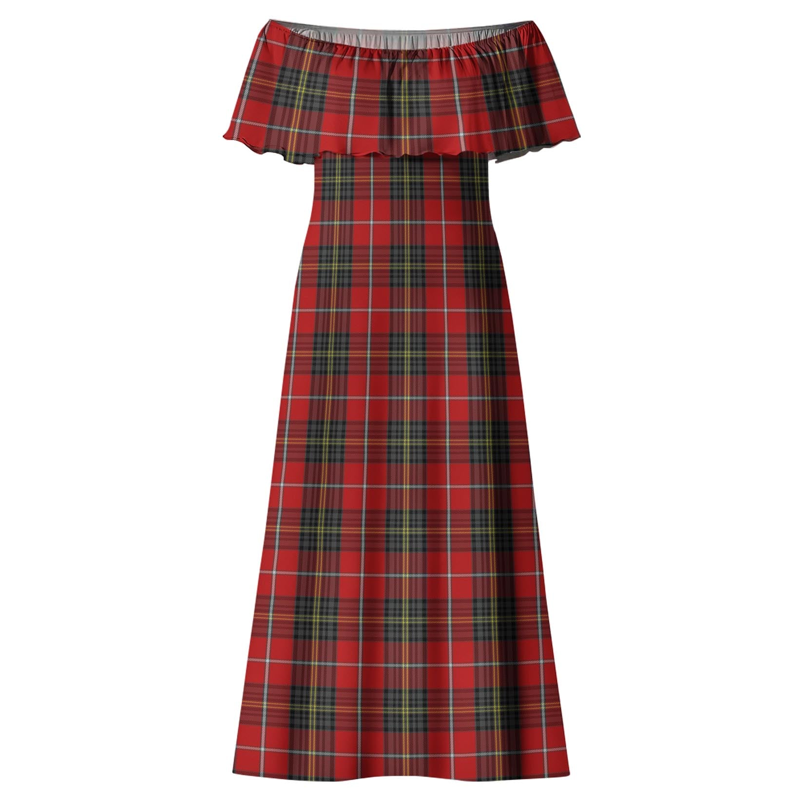 Orr Tartan Off Shoulder Long Dress - Tartanvibesclothing