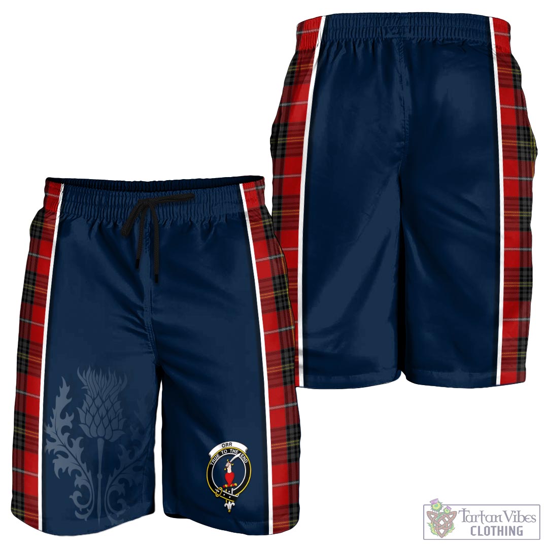 Tartan Vibes Clothing Orr Tartan Men's Shorts with Family Crest and Scottish Thistle Vibes Sport Style