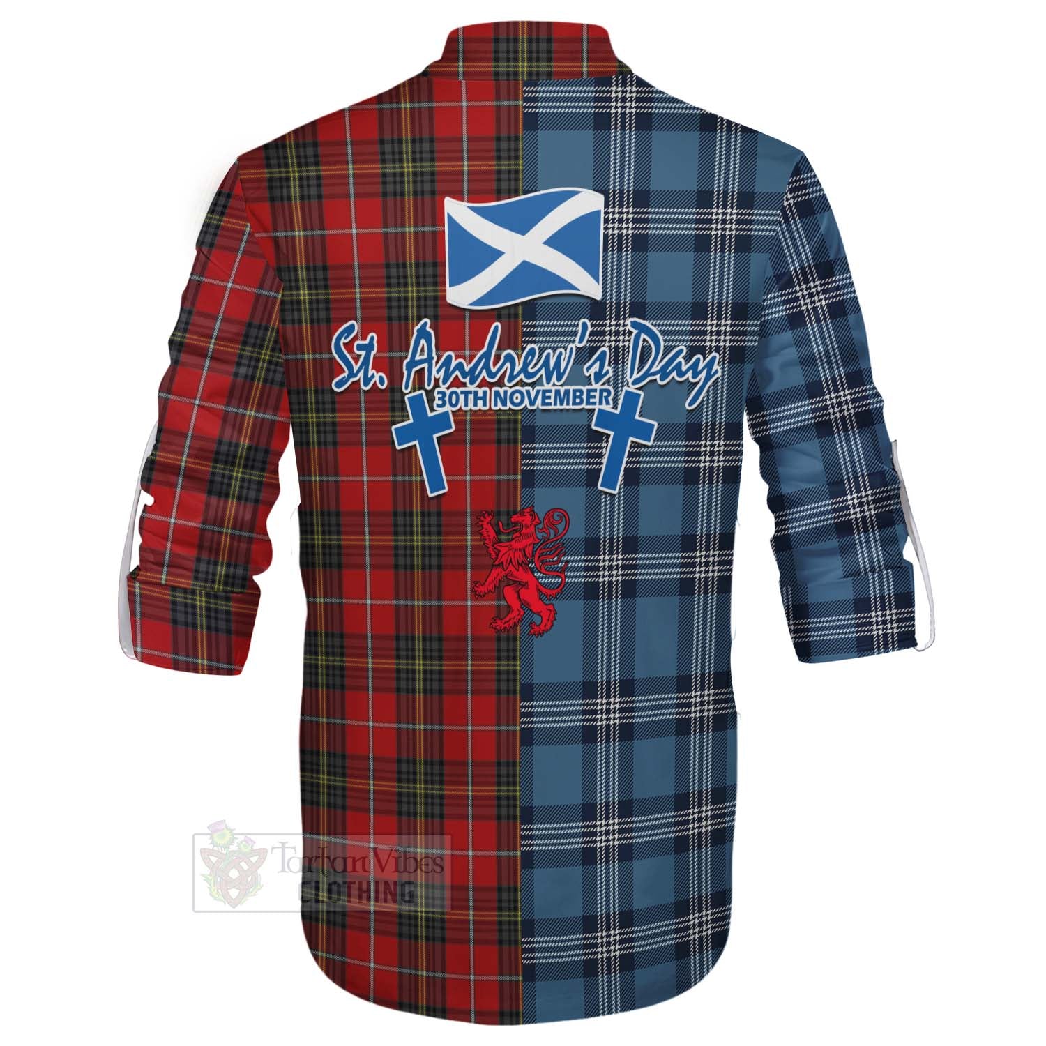 Tartan Vibes Clothing Orr Tartan Ghillie Kilt Shirt Happy St. Andrew's Day Half Tartan Style