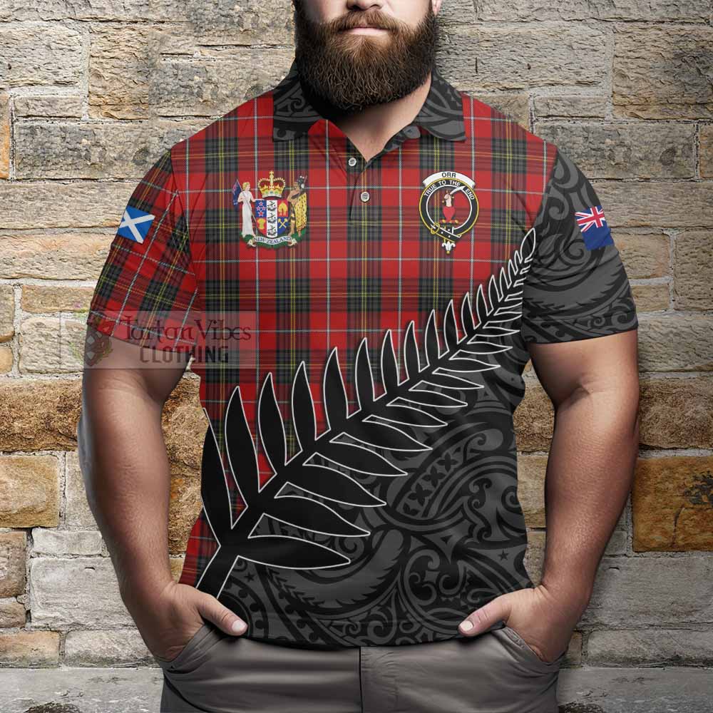 Tartan Vibes Clothing Orr Crest Tartan Polo Shirt with New Zealand Silver Fern Half Style