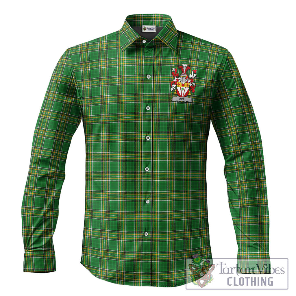 Tartan Vibes Clothing Orr Ireland Clan Tartan Long Sleeve Button Up with Coat of Arms