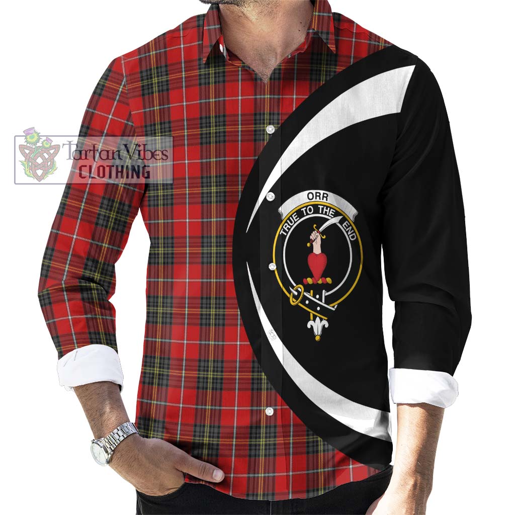 Orr Tartan Long Sleeve Button Up with Family Crest Circle Style - Tartan Vibes Clothing