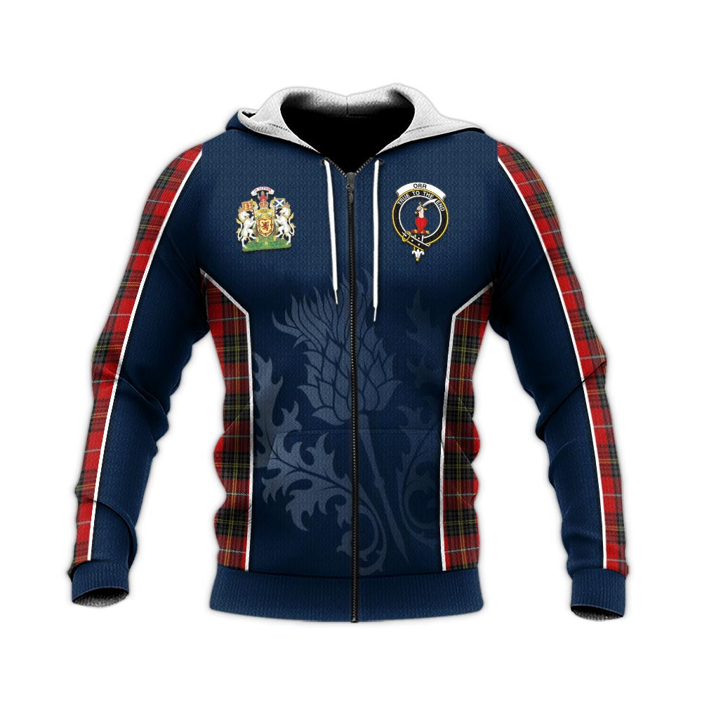 Tartan Vibes Clothing Orr Tartan Knitted Hoodie with Family Crest and Scottish Thistle Vibes Sport Style