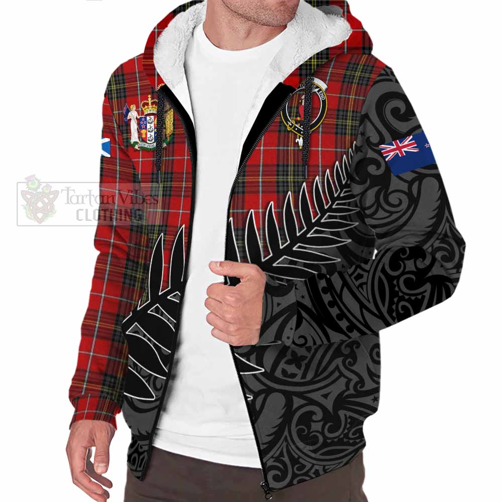 Tartan Vibes Clothing Orr Crest Tartan Sherpa Hoodie with New Zealand Silver Fern Half Style