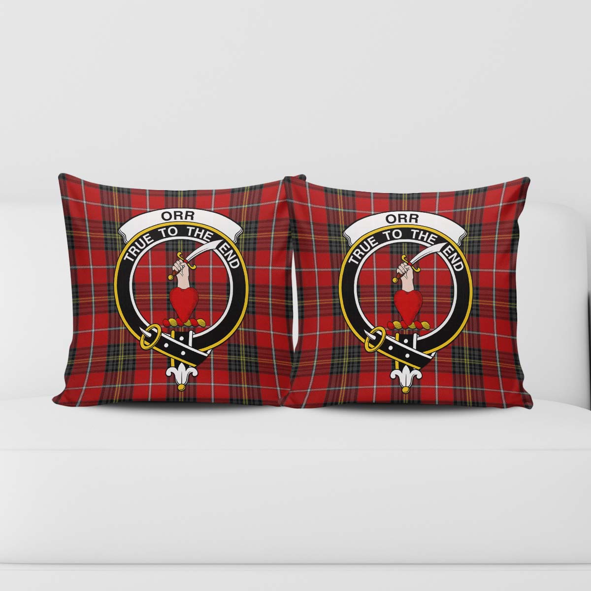 Orr Tartan Pillow Cover with Family Crest - Tartanvibesclothing