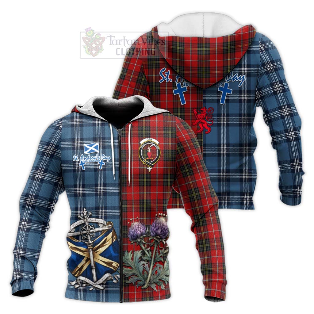 Tartan Vibes Clothing Orr Tartan Knitted Hoodie Happy St. Andrew's Day Half Tartan Style