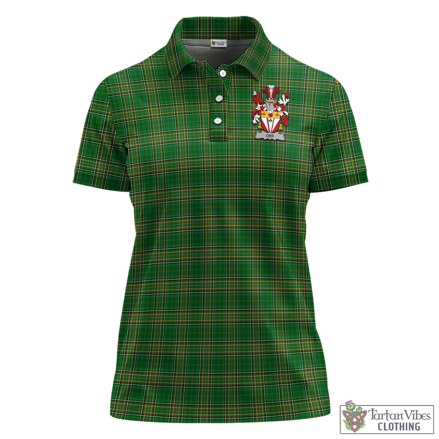 Orr Irish Clan Tartan Women's Polo Shirt with Coat of Arms - Tartan Vibes Clothing